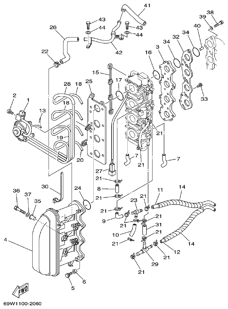Yamaha FT60B INTAKE parts diagram